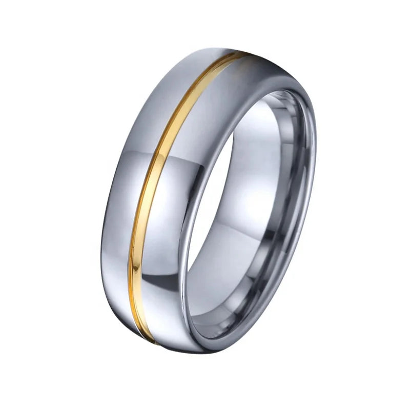 Wholesale Classic 6mm Tungsten Carbide Wedding Band 18K Gold Plated Inlay Setting 6mm Gold Filled Ring for Men and Women