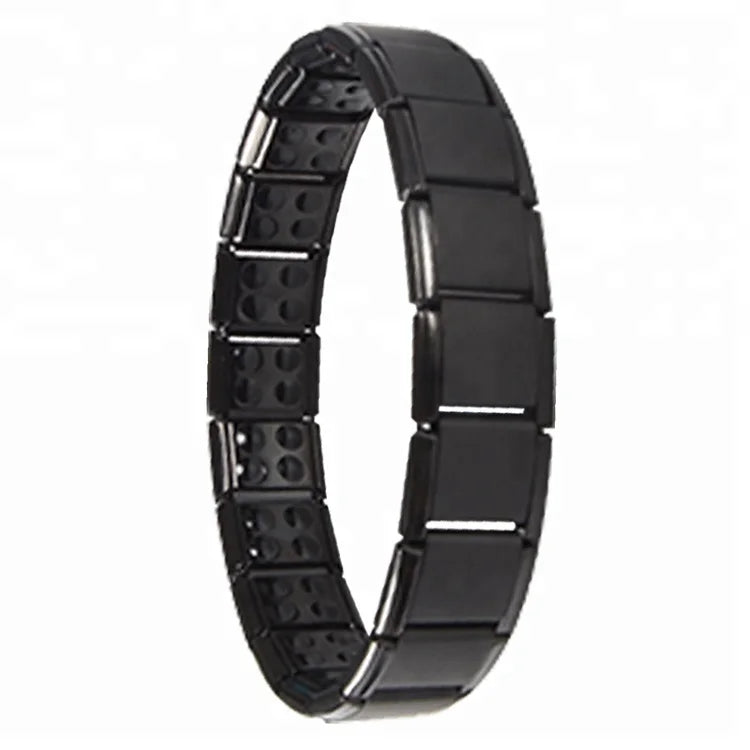 Japanese Trendy Hook Design Anti-radiation Magnetic Germanium Health Black Stainless Steel Bracelet for Anniversary