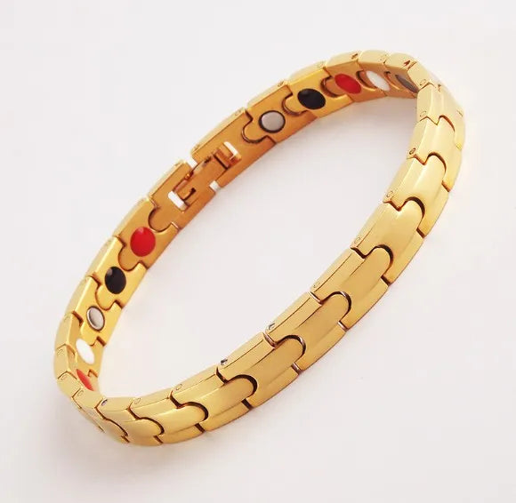 High Quality Waterproof No Tarnish  Stainless Steel Magnetic Therapy Arthritis Germanium 4 in 1 Energy Bracelet Japan
