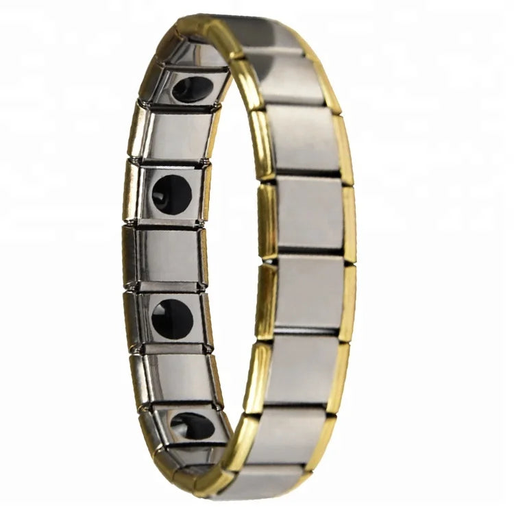 Best Friend Gift Men's Anniversary Luxury Therapeutic Magnetic Tungsten Black Gun Plated Chain Link Trendy Bracelets