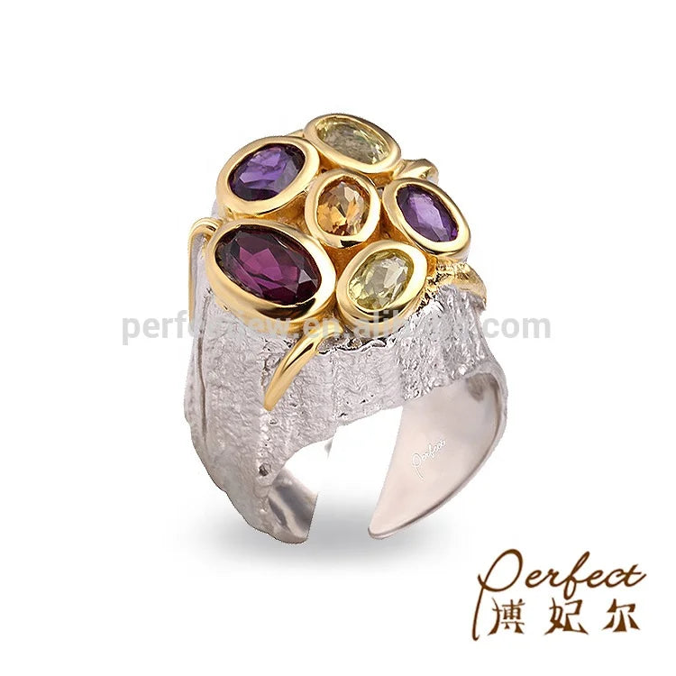 Fashion Handmade Natural Stone 925 Sterling Silver Ring