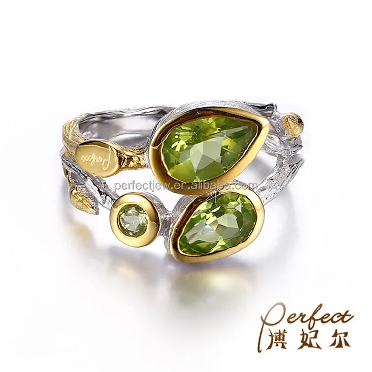 Handmade Natural Peridot Stone 925 Sterling Silver Fine Ring