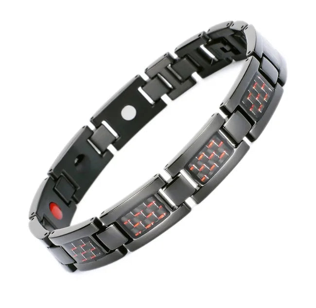 Magnetic Germanium Titanium Stainless Steel Sport Bracelets with Carbon Fiber Classic Style for Anniversaries