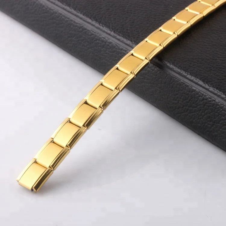 Best Friend Gift Men's Anniversary Luxury Therapeutic Magnetic Tungsten Black Gun Plated Chain Link Trendy Bracelets
