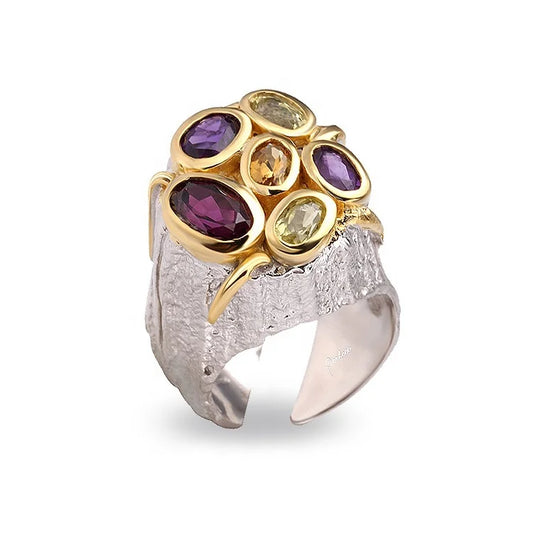 Fashion Handmade Natural Stone 925 Sterling Silver Ring
