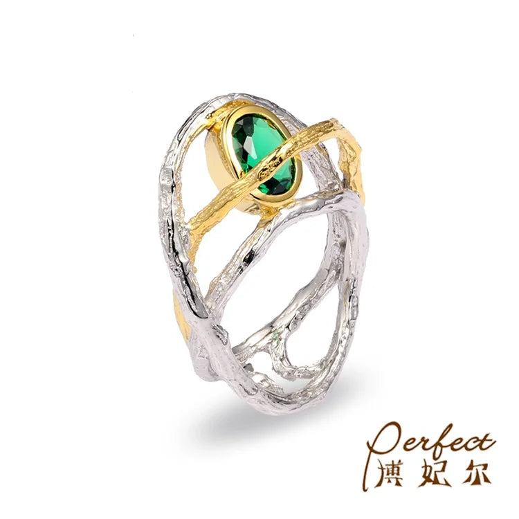 Turkey Style Handmade 925 Sterling Silver Green Spinel Ring