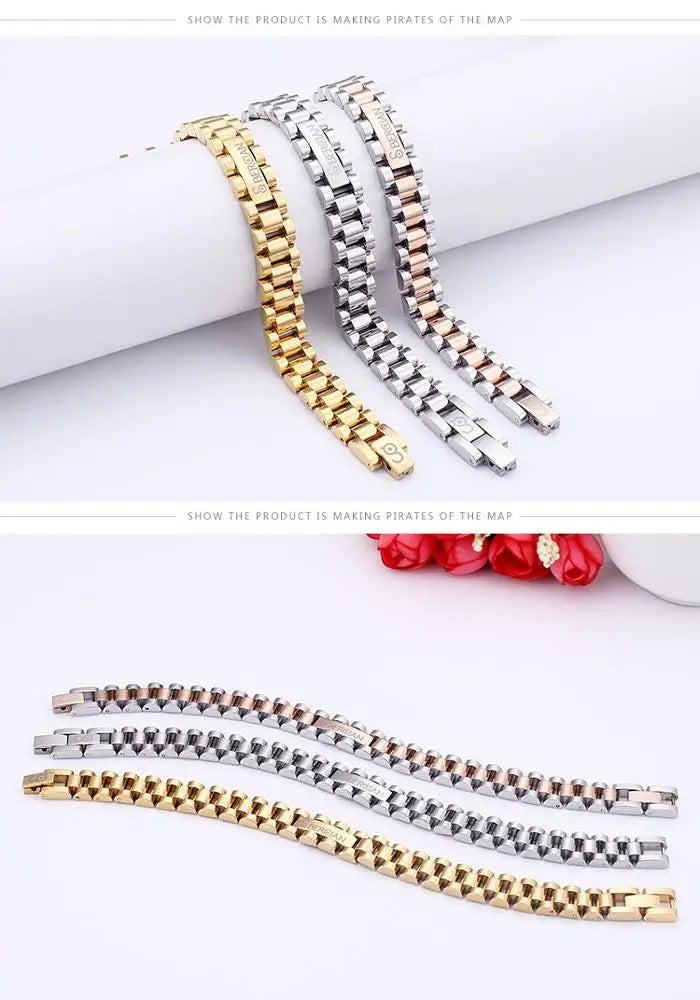 REBEL FASHIONISTA 200*10mm Stainless Steel Germanium Magnetic Energy Wristband Bracelet