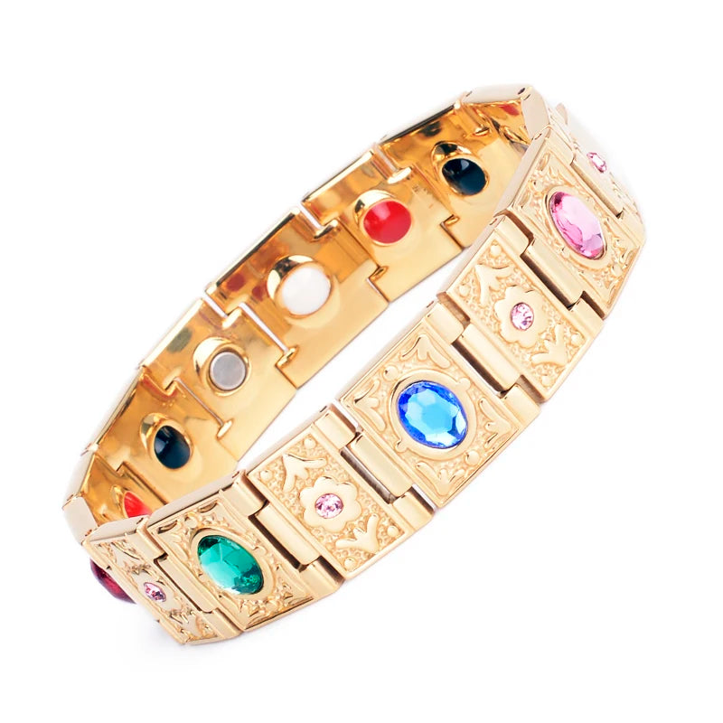 Wholesale Unisex Bio Magnetic Bracelet Crystal Stainless Steel and Titanium Health Jewelry for Weddings and Gifts