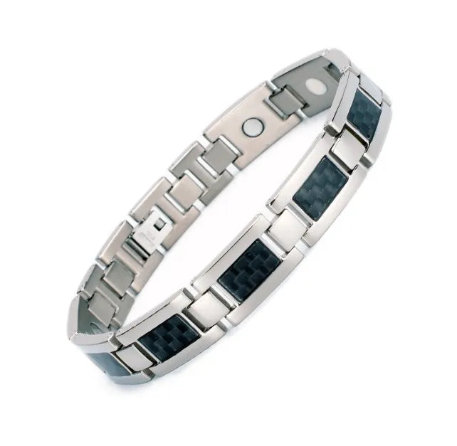 Magnetic Germanium Titanium Stainless Steel Sport Bracelets with Carbon Fiber Classic Style for Anniversaries