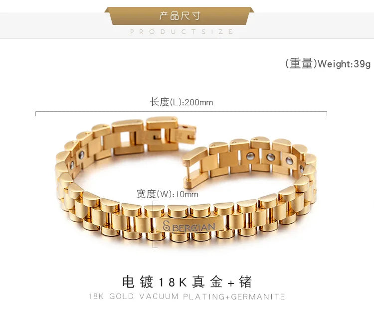 REBEL FASHIONISTA 200*10mm Stainless Steel Germanium Magnetic Energy Wristband Bracelet