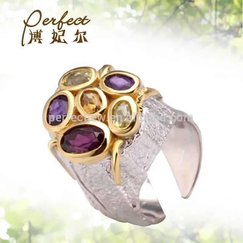 Fashion Handmade Natural Stone 925 Sterling Silver Ring