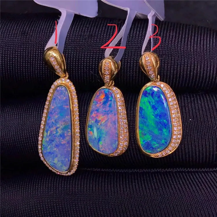 Gemfiori Australia Colorful Gemstone Jewelry With Factory Price 18k Gold Natural Opal Gemstone Necklace Pendant for Women