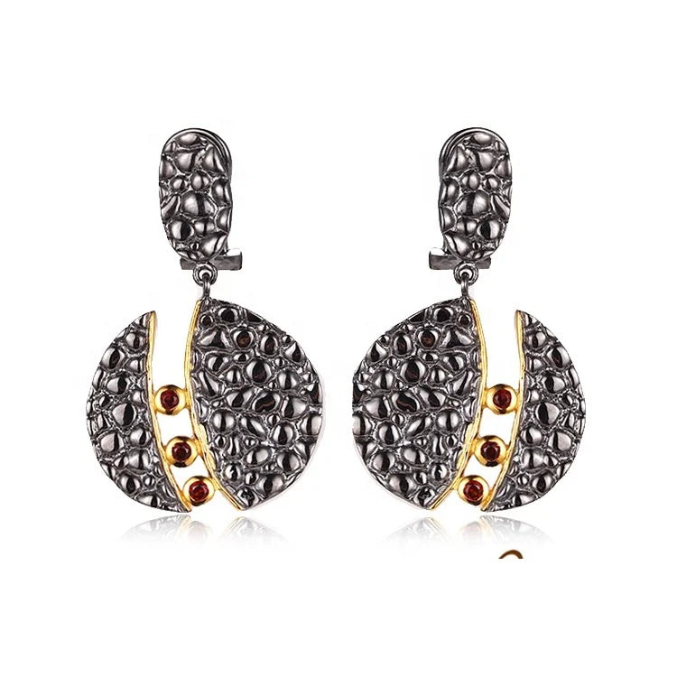 Lichee Design 925 Sterling Silver Cute Garnet Dangler Earrings for Women-Engagement Wedding & Gift