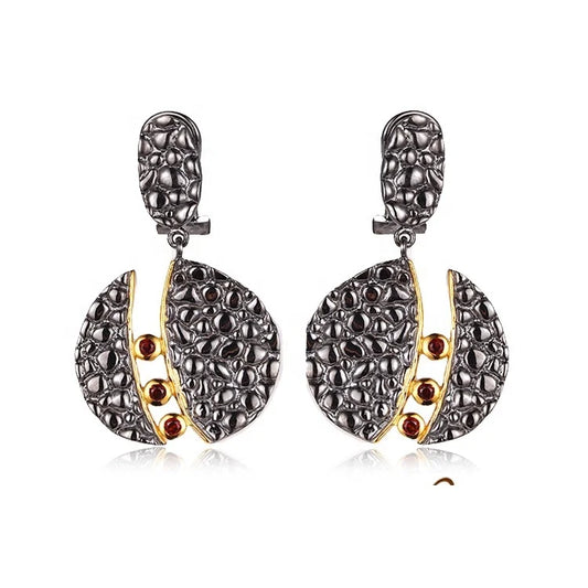 Lichee Design 925 Sterling Silver Cute Garnet Dangler Earrings for Women-Engagement Wedding & Gift