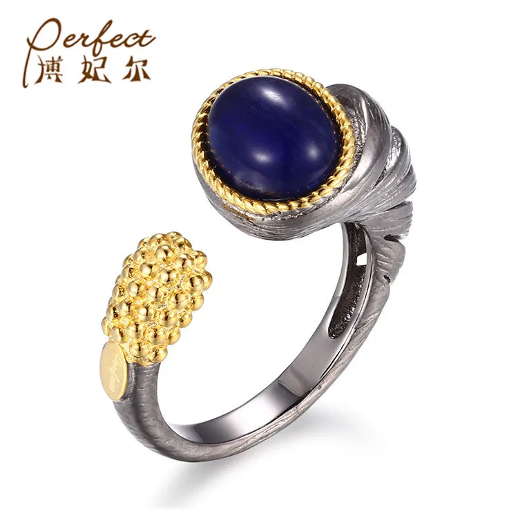 OEM Custom Size 925 Sterling Silver Open Ring With Purple Sodalite