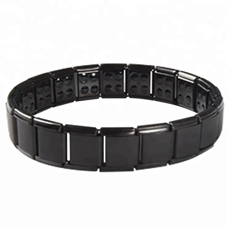 Japanese Trendy Hook Design Anti-radiation Magnetic Germanium Health Black Stainless Steel Bracelet for Anniversary
