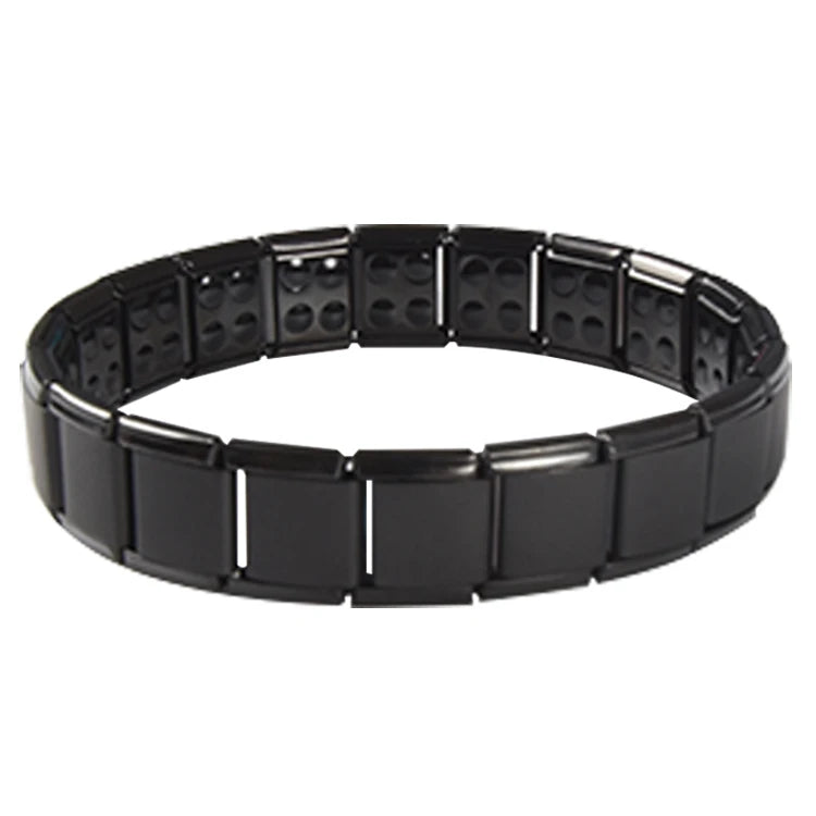Japanese Trendy Hook Design Anti-radiation Magnetic Germanium Health Black Stainless Steel Bracelet for Anniversary