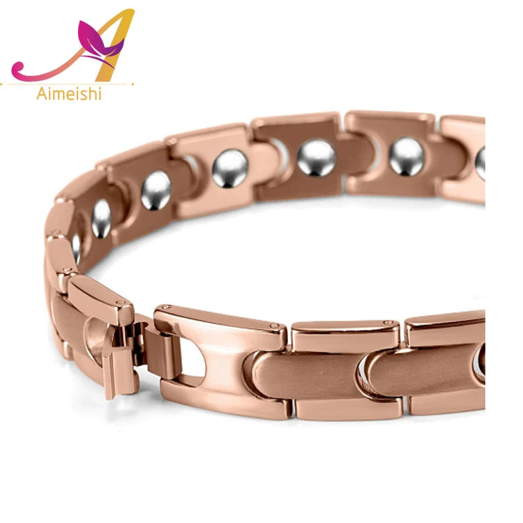 REBEL FASHIONISTA Hot Sale 99.999% Germanium Titanium Stainless Steel Health Energy Bracelet for Anniversaries