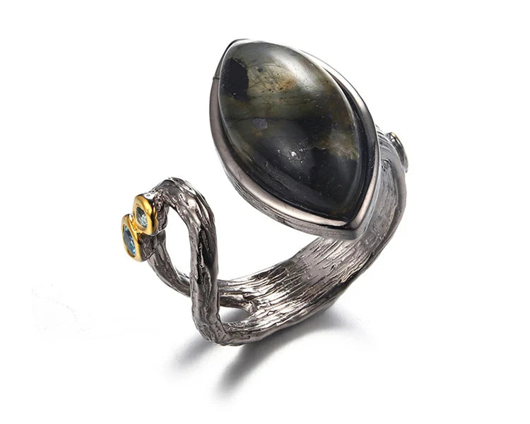 Gemstone Jewellery Plated Rings Handmade Rings Blue Gold 925 Sterling Silver Topaz Raw Stone India Vintage Perfect Bezel Setting