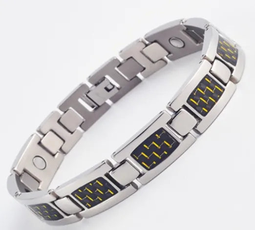 Magnetic Germanium Titanium Stainless Steel Sport Bracelets with Carbon Fiber Classic Style for Anniversaries
