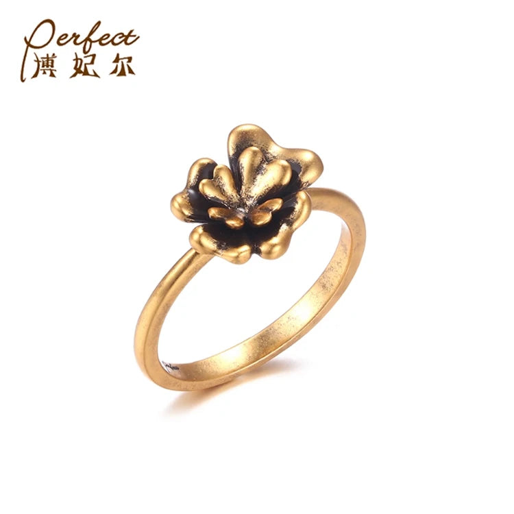 Flower Simple Cute 925 Sterling Silver Gold Plated Ring Without Stone