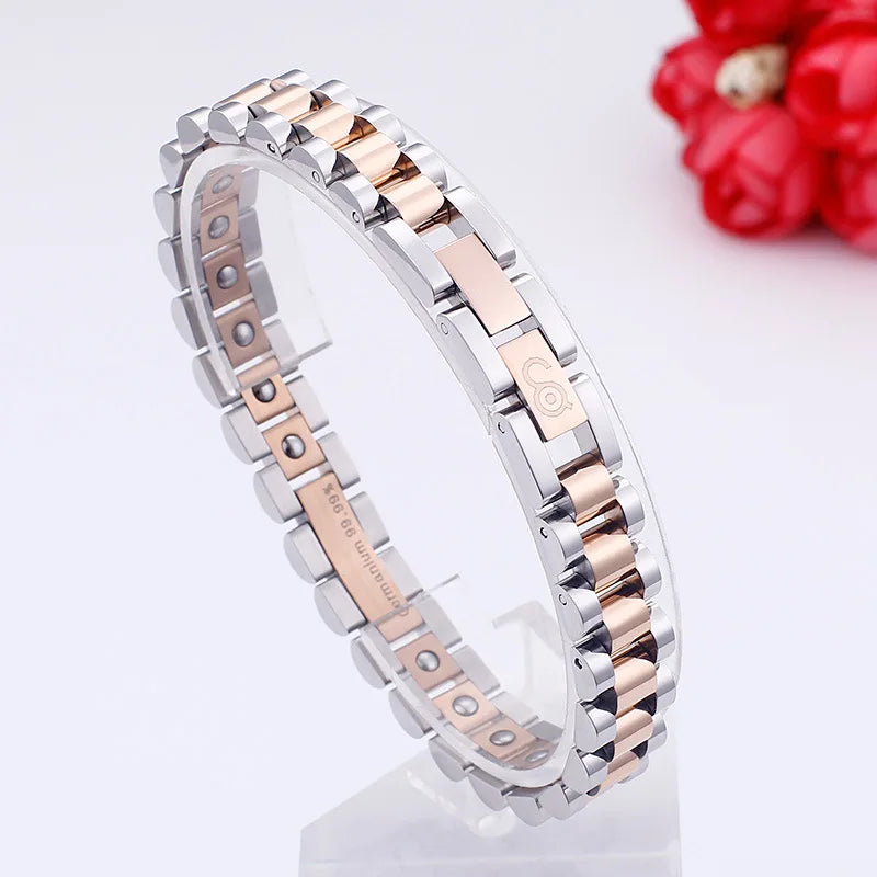 REBEL FASHIONISTA 200*10mm Stainless Steel Germanium Magnetic Energy Wristband Bracelet