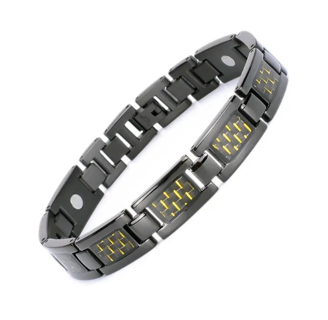 Magnetic Germanium Titanium Stainless Steel Sport Bracelets with Carbon Fiber Classic Style for Anniversaries