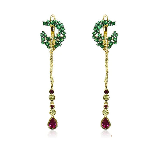 Women Classic 925 Sterling Silver Zircon Dangle Earrings with Gold Plating for Party and Gift Occasions