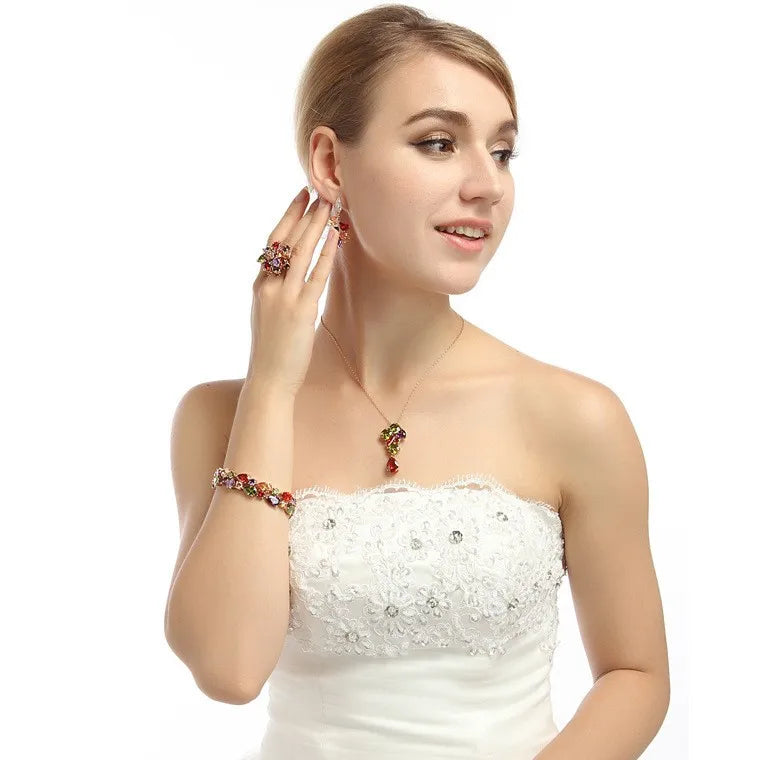 Gemfiori LUOTEEMI Mona Lisa CZ Bracelet 18K Rose/Champagne Gold Plated Multicolor Cubic Zirconia Women Bride Wedding Bangles