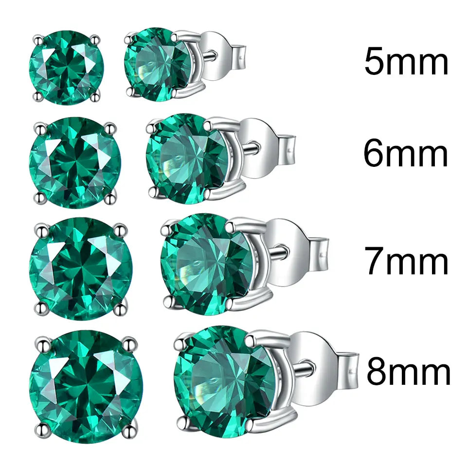 UMCHO Trendy Fine Jewelry Nano Emerald Stud Earrings Zircon Gemstone 925 Sterling Silver Earring for Women Gift