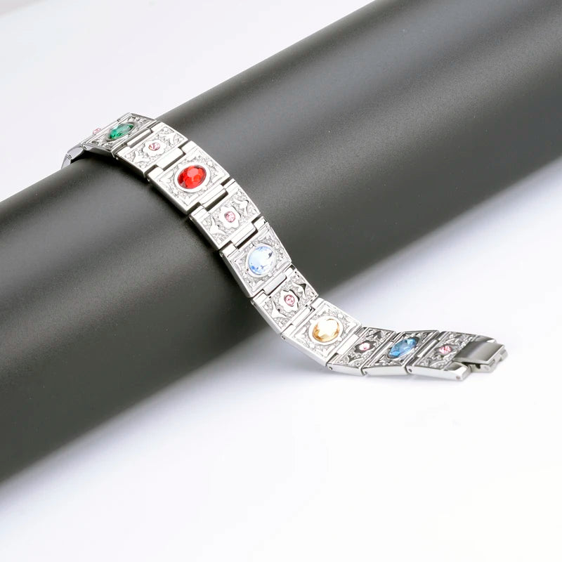 Wholesale Unisex Bio Magnetic Bracelet Crystal Stainless Steel and Titanium Health Jewelry for Weddings and Gifts
