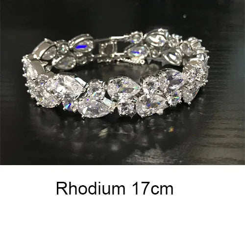 Gemfiori LUOTEEMI Mona Lisa CZ Bracelet 18K Rose/Champagne Gold Plated Multicolor Cubic Zirconia Women Bride Wedding Bangles