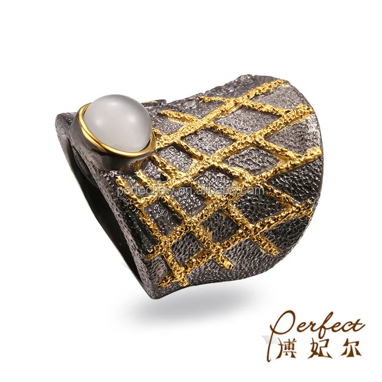 New Arrival Handmade Design 925 Sterling Silver Ring With Synthetic Moonstone