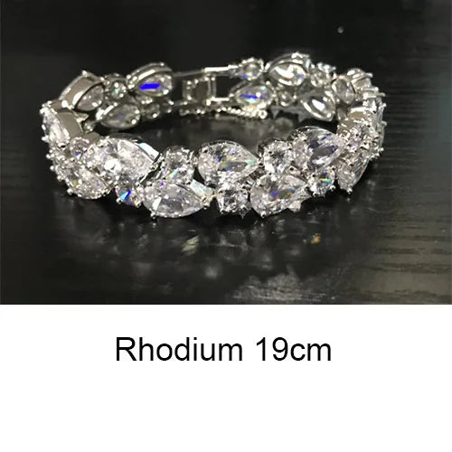 Gemfiori LUOTEEMI Mona Lisa CZ Bracelet 18K Rose/Champagne Gold Plated Multicolor Cubic Zirconia Women Bride Wedding Bangles