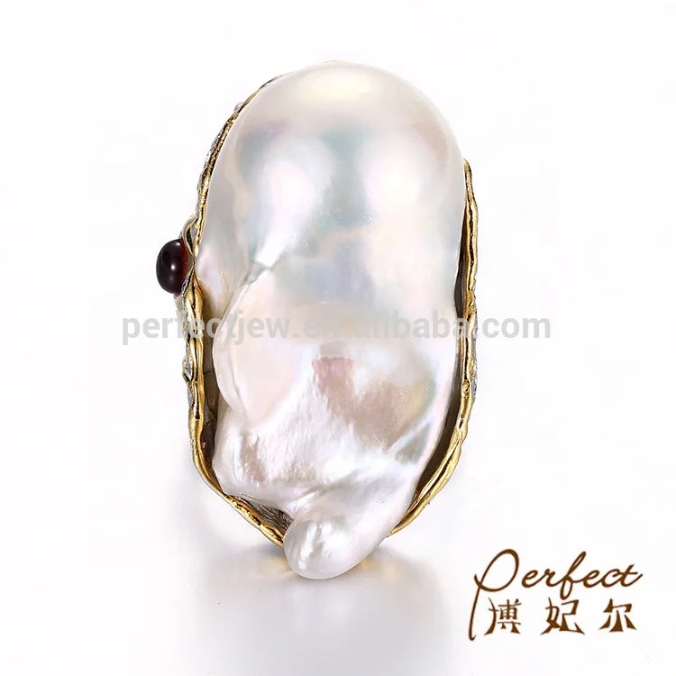 Garnet Rings Freshwater Pearl 925 Sterling Silver Fashion Jewelry for Woman's Rings