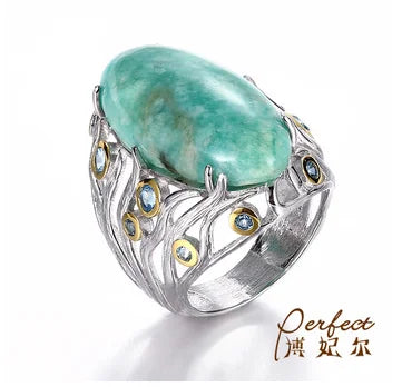 Jewelry Supplier Custom Design Blue Topaz 925 Sterling Silver Woman Luxury Fashion Jewelry Wedding Christmas Gift Rings