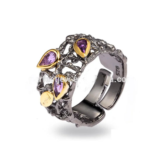 Handmade Antique Natural Stone 925 Sterling Silver Jewelry Ring