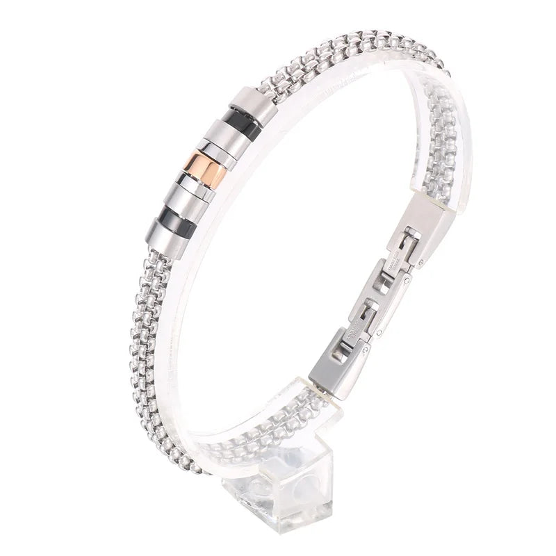 KALEN Unisex Casual Stainless Steel Box Chain Bracelets With Minimalist Square/Round Charms