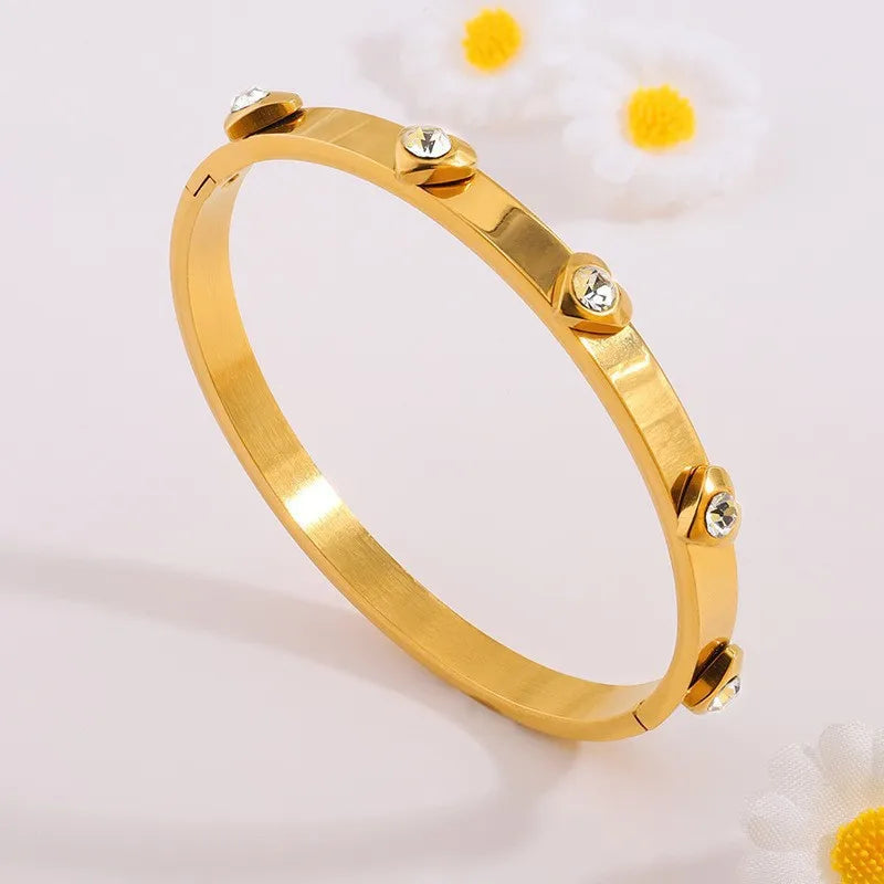 REBEL Stainless Inoxydable Stainless Steel 18K Gold Plated Roman Women Fashion Jewelry Bracelets Bangles