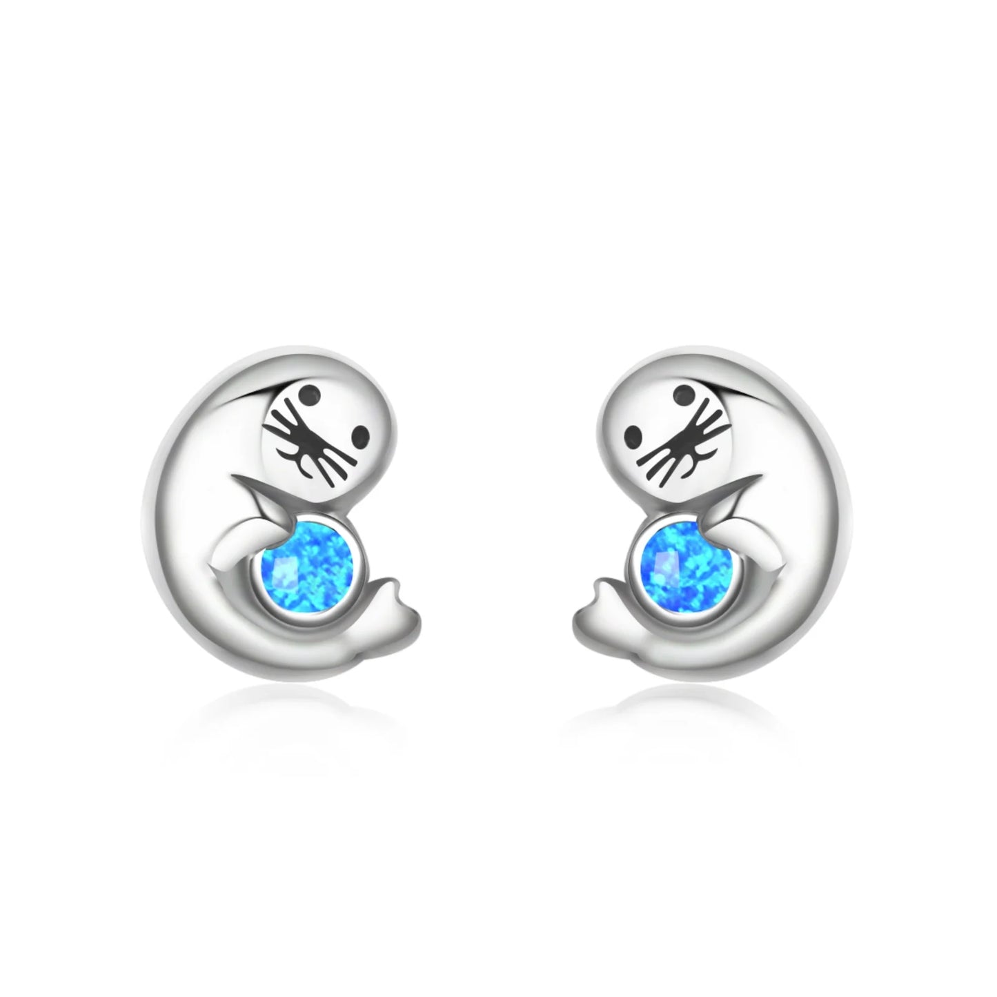 Aobao Silver Plated Brass Opal Christian Animal Stud Earrings Bohemian Style Women's Gift