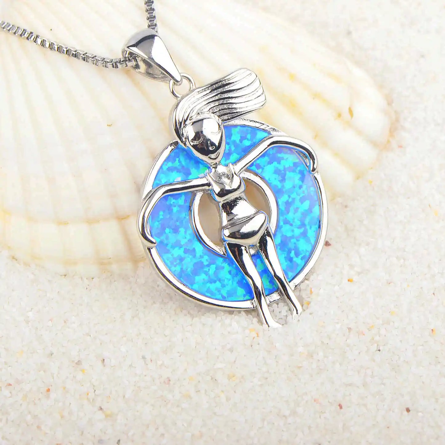Graceful Figure Pendant Necklace Aobao Opal Inlaid Fashion Jewelry