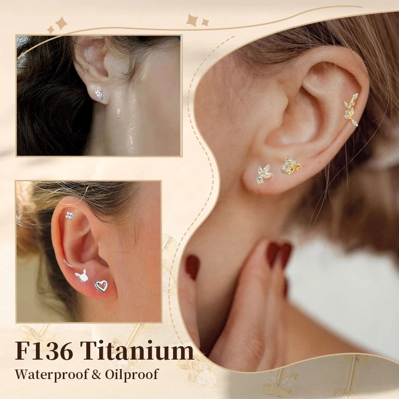S&S ASTM F136 Titanium Labret Stud | Zircon | 83 Designs | Titanium & Gold