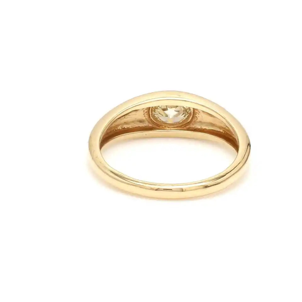 Minimalist Jewelry Women's Fashionable Trendy 14k Gold Luxury Paved Diamond Hand Crafted Dome Chunky Rings Rhodium Plated 0.4ct