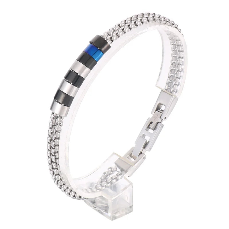 KALEN Unisex Casual Stainless Steel Box Chain Bracelets With Minimalist Square/Round Charms