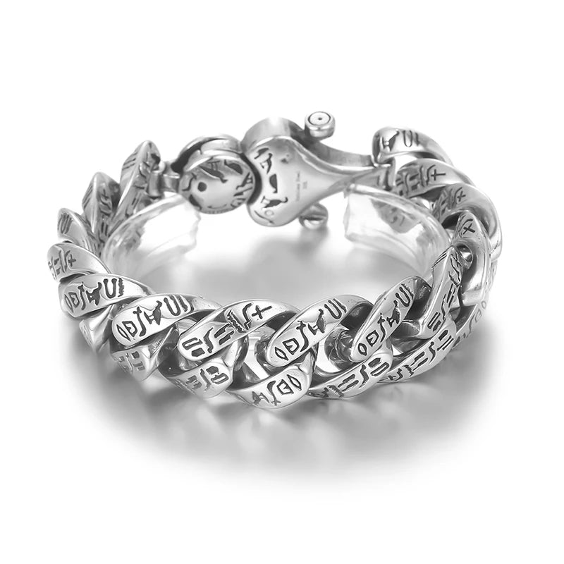 VIKING Ancient Runes Cuban Bracelet – Silver & Gold Stainless Steel