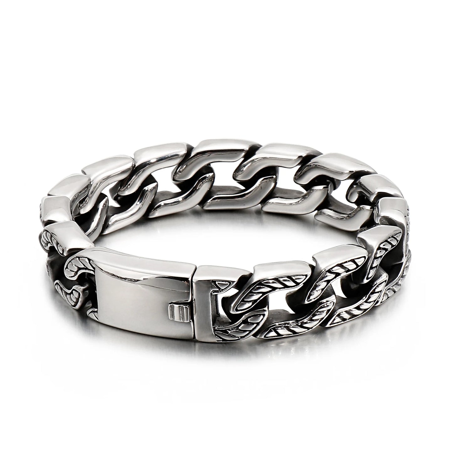 KALEN Steam Punk Stainless Steel Curb Chain Bracelet Skull Skeleton Bracelet for Man