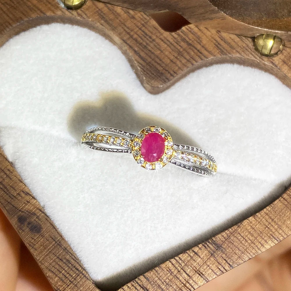 Gioiellieri Low Price Certified Natural Ruby Oval Cut Prong Setting Engagement Wedding 925 Sterling Silver Gold Plated Luxury Women's Ring
