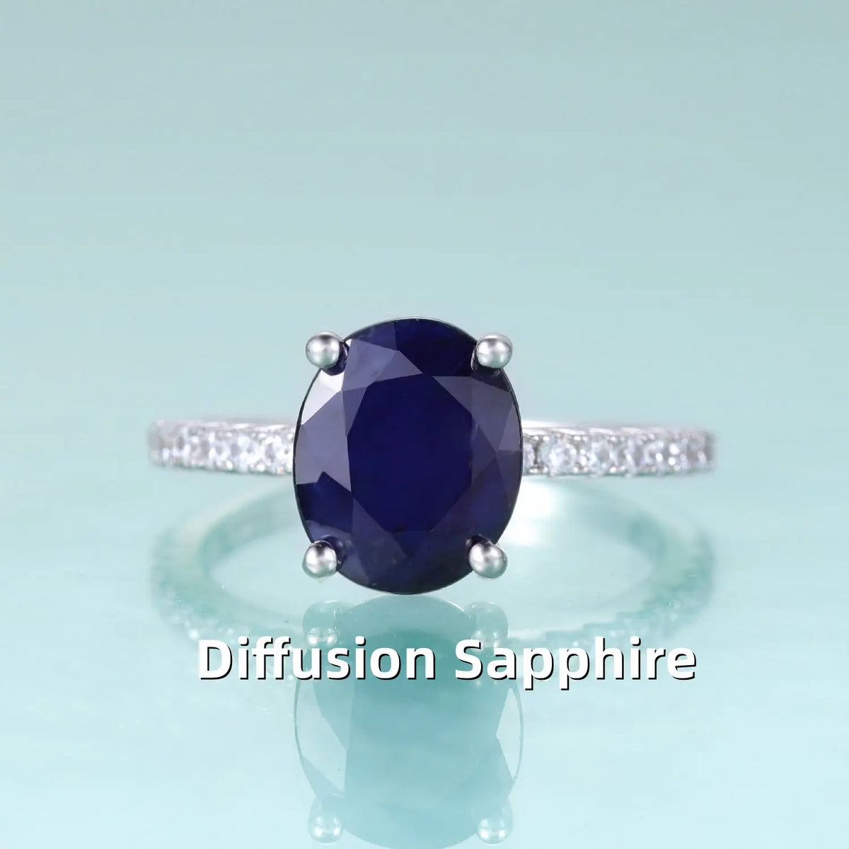 Gemfiori Natural Gemstone Big Main Stone Oval Cut 8*10MM 925 Sterling Silver Women Jewelry Ring Garnet Amethyst Sky Blue Topaz Ring
