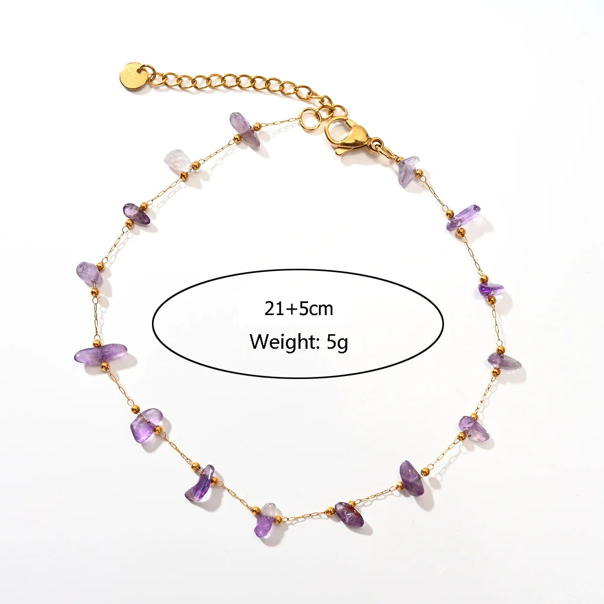 Fashion Beach Style Stainless Steel Ankle Chain Colorful Stones Anklets for Women