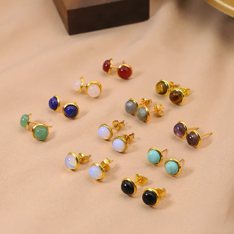 Wholesale Minimalist Turquoise Paw Natural Stone Crystal  Modern Women's Designer Earrings Fashion Luxury Earrings Jewelry